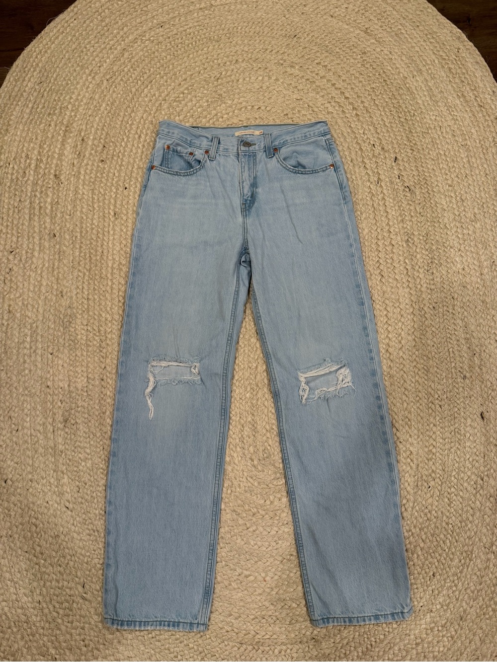 Levi's Light Blue Straight Leg Distressed Jeans